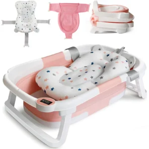 Non-Slip Collapsible Baby Bathtub with Thermometer