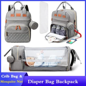 Large Diaper Bag With Changing Station and Crib